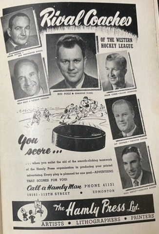 Western Hockey League Coaches 1954-55 WHL History
