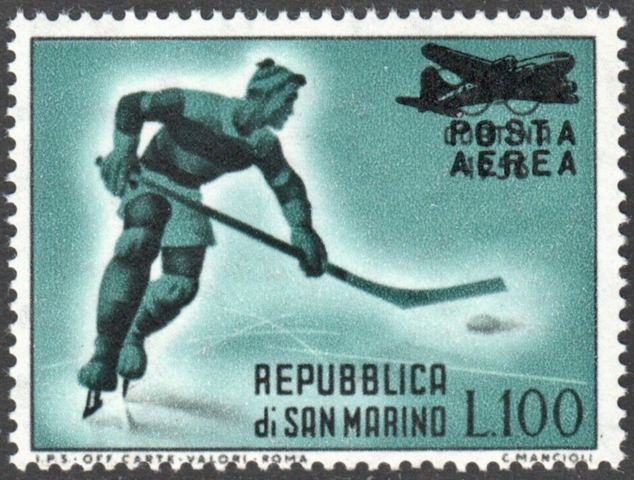 Republic of San Marino Hockey Stamp 1956 Republica di San Marino Stamp
