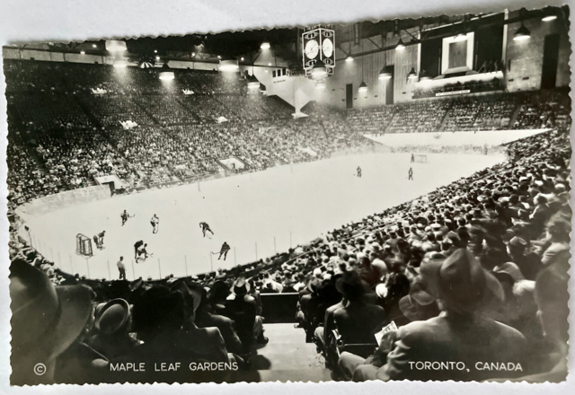 Maple Leaf Gardens Postcard 1954 Maple Leaf Gardens Hockey Game Postcard