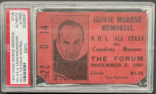 Rare Hockey Ticket 1937 Howie Morenz Memorial Game Ticket