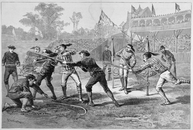 Antique Lacrosse Engraving 1884