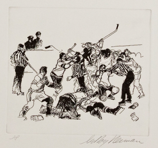 LeRoy Neiman Hockey Art "Hockey Brawl" 1972