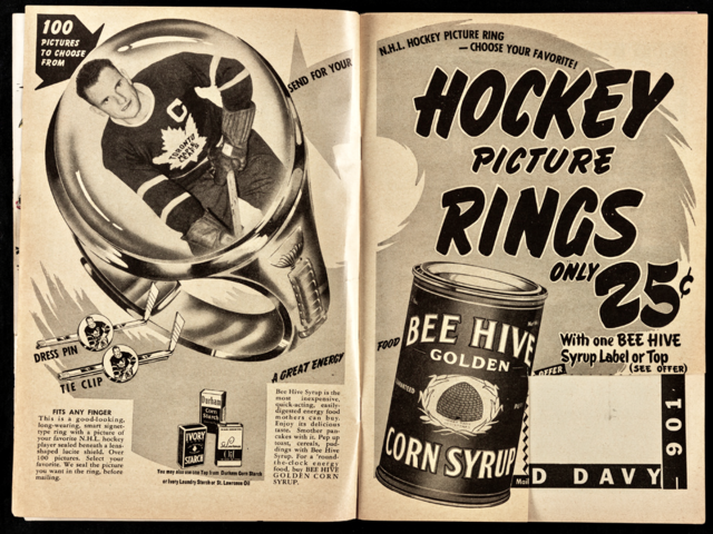 Bee Hive Hockey Picture Rings 1949 Bee Hive Hockey Star Lapel Pin