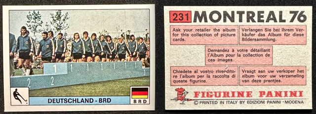 Vintage Field Hockey Trade Card 1976  Panini Montreal Card #231 Deutschland Team