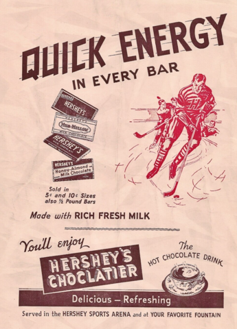 Vintage Hershey's Chocolate Ad 1937 Chocolate Hockey
