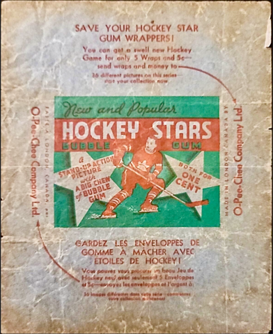 O Pee Chee Hockey Card Wrapper 1936 - Hockey Stars