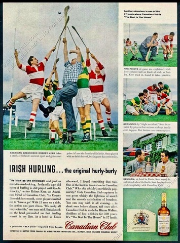 Vintage Hurling 1958 Vintage Canadian Club Whisky Ad for Hurling