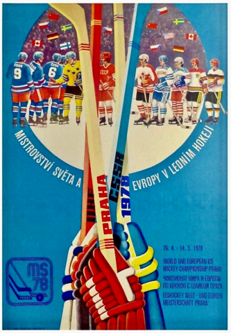 1978 Ice Hockey World Championships Poster - Praha Hokej Dějiny