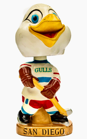San Diego Gulls Bobblehead 1967 San Diego Gulls Gold Base Mascot Nodder