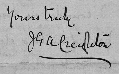 James Creighton Autograph 1893 J G A Creighton Autograph