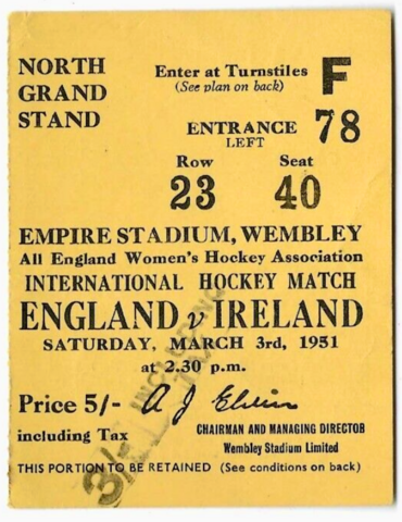 Vintage Field Hockey Ticket 1951 Empire Stadium, Wembley History