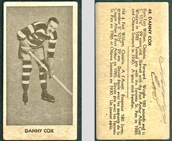 Danny Cox Hockey Card 1933