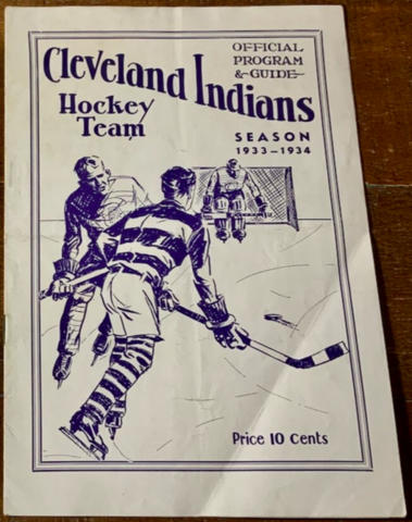 Cleveland Indians Hockey Team Program Cover 1933