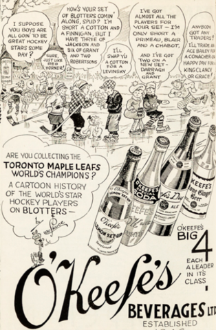Okeefe's Coaster / Blotter - Toronto Maple Leafs Coaster 1933 drawn by Lou Skuce