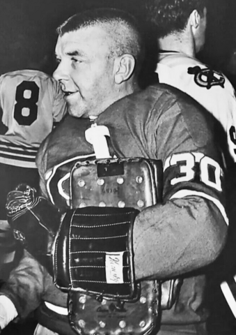 Montreal Canadiens Gump Worsley wears a rare Kenesky Goalie Glove 1965