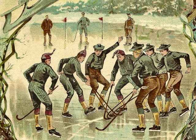 Ice Hockey History - Shinny - Pond Hockey History - Antique Hockey 1896