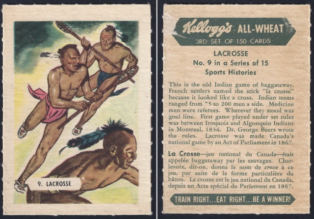 Antique Lacrosse Card 1947 Kellogg’s All-Wheat Lacrosse Card No.9