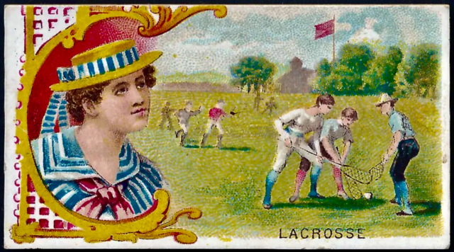 Antique Lacrosse Card 1889 Goodwin & Co. Old Judge Cigarette Factory