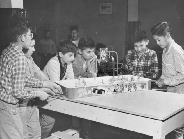 Vintage Table Hockey at Shingwauk Indian Residential School late 1960s