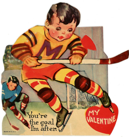 Hockey Valentines Card 1930s You're the goal i'm after