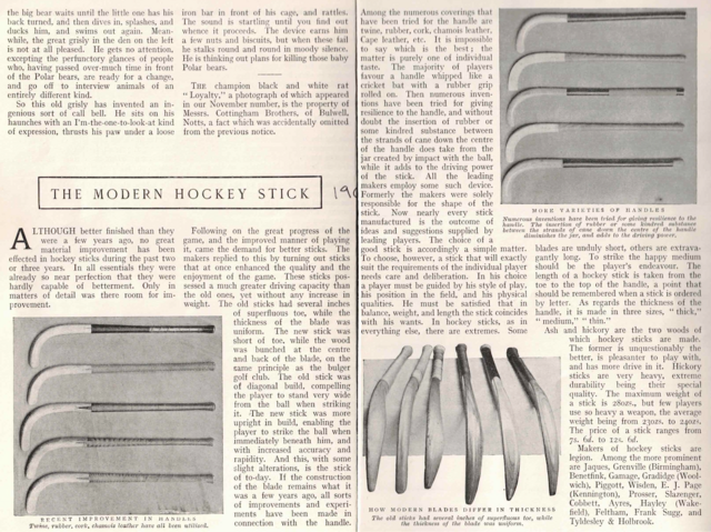 Article about Modern Hockey Sticks 1904