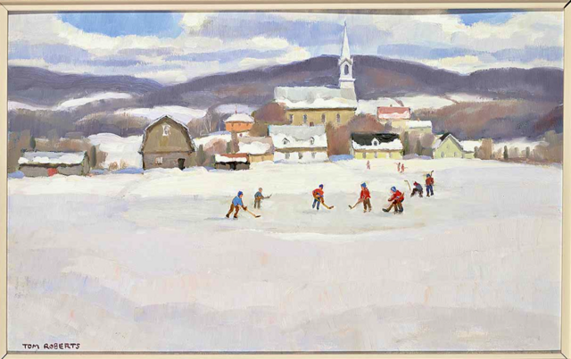 Hockey Art by Tom Roberts 1986 "Afternoon Hockey - St. Philippe"