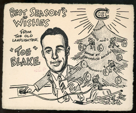 Hockey Christmas Card - Toe Blake Christmas Card