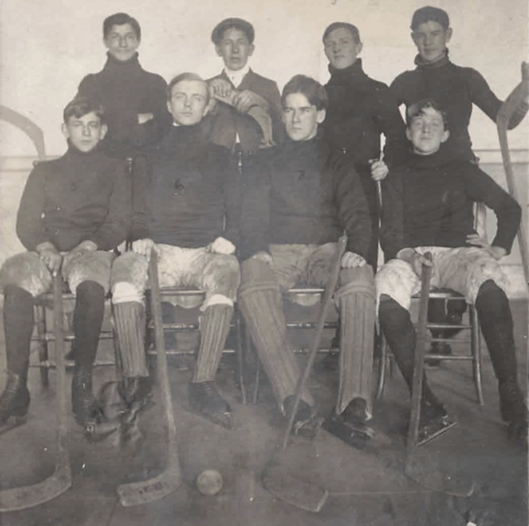 Antique Hockey Photo with Mic Mac Hockey Sticks 1900s