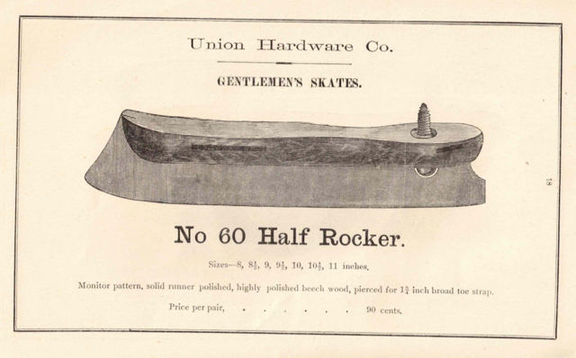 Ice Skate History 1884 Union Hardware Co. Ice Skates - Gentlemen's Skates No.60