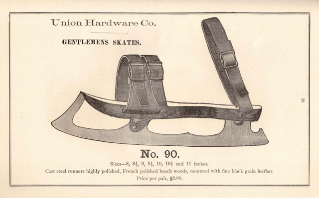 Ice Skate History 1884 Union Hardware Co. Ice Skates - Gentlemen's Skates No.90