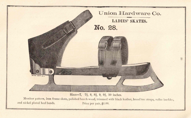 Ice Skate History 1884 Union Hardware Co. Ice Skates - Ladies Skates No.28
