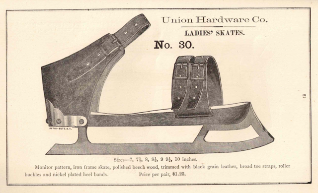 Ice Skate History 1884 Union Hardware Co. Ice Skates - Ladies Skates No.30