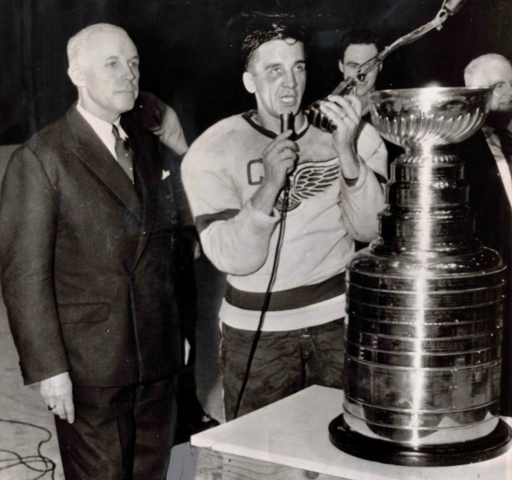 Ted Lindsay 1955 Stanley Cup Champion - NHL President Clarence Campbell