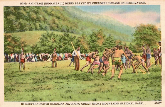 Ani-Tsagi Being Played by Cherokee Indians 1940s Cherokee Indian Ball Game