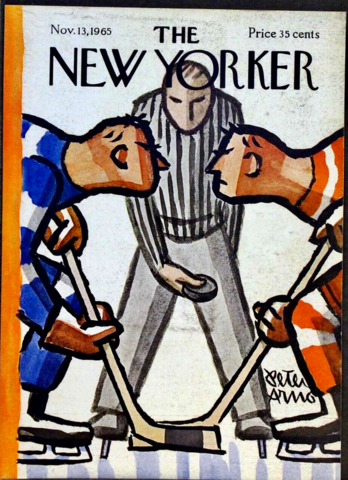 The New Yorker Magazine 1965 Ice Hockey Cover