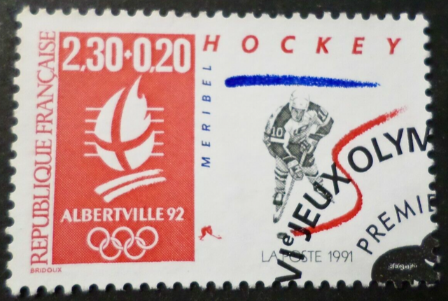 Hockey Stamp 1991 France Albertville 1992 Winter Olympic Games