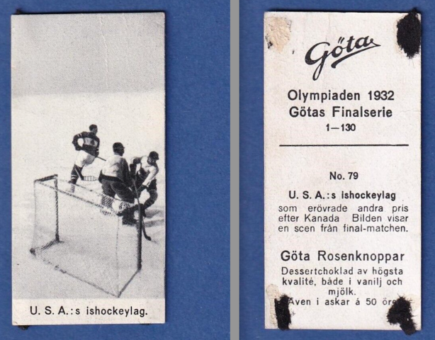 1932 Winter Olympics Hockey - Göta Olympiaden 1932 U.S.A. Ishockeylag Card No.79