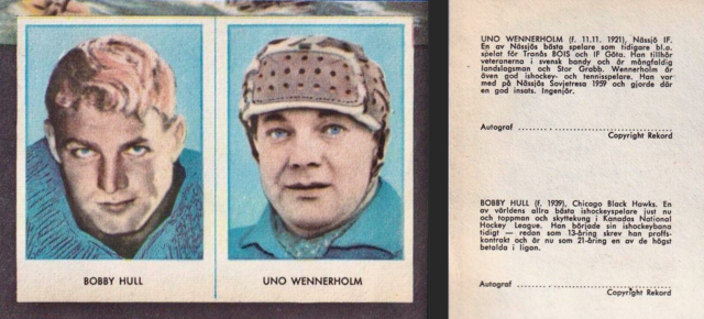 Swedish Rekordmagasinet / Rekord Journal-Hand Cut Bobby Hull Hockey Card 1961