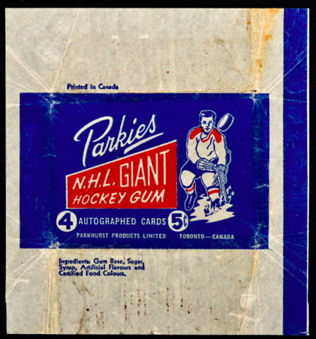Vintage Hockey Card Wrapper for Parkies Hockey Cards 1954-55