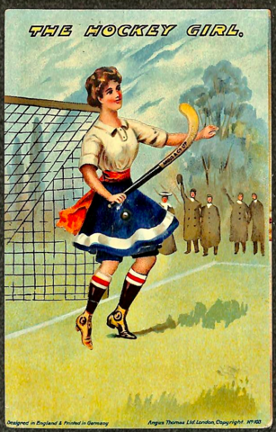 Antique Field Hockey Postcard 1908 The Hochey Girl