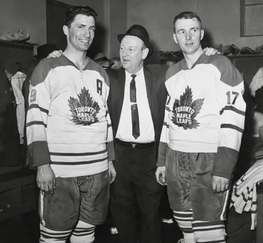 Andy Bathgate, Punch Imlach, Don McKenney 1964 Toronto Maple Leafs