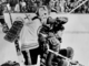 NHL Playoffs Action 1974 Bruins Goalie Gilles Gilbert battles Chicago Darcy Rota
