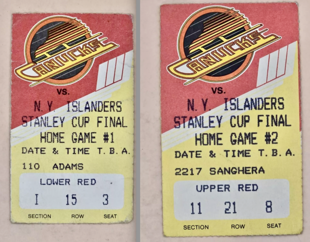 Vintage Hockey Tickets 1982 Stanley Cup Finals at Pacific Coliseum