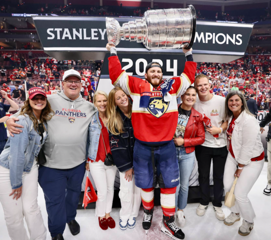 Matthew Tkachuk and Family with 2024 Stanley Cup