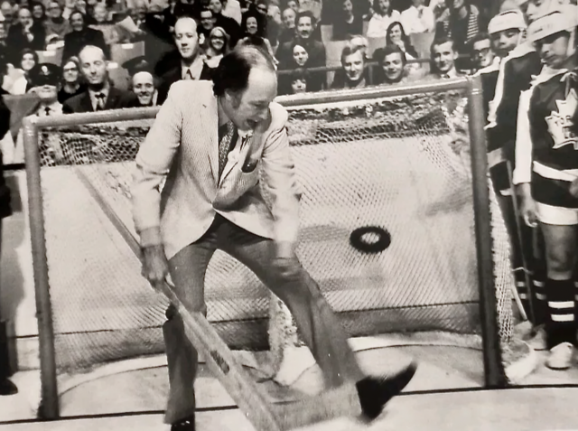 Canadian Prime Minister Pierre Trudeau tries Goaltending @ Special Olympics 1971