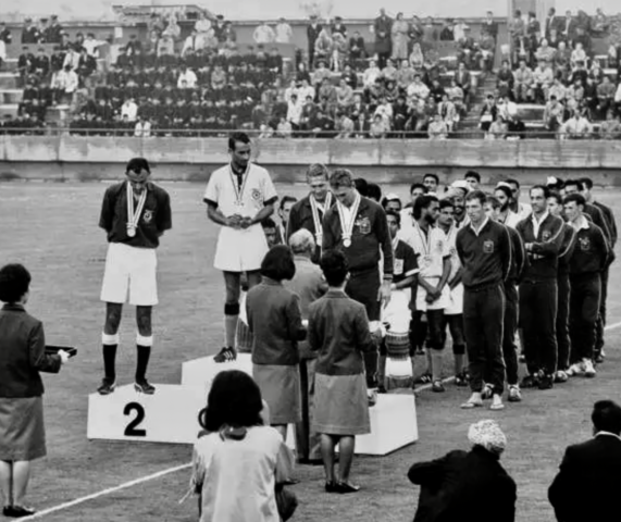 Medal Presentation for Field Hockey at 1964 Summer Olympics in Japan.