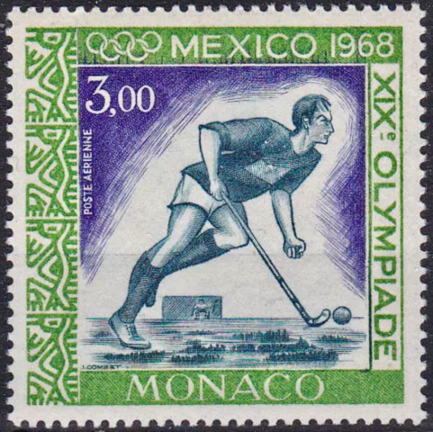 1968 Summer Olympics Field Hockey Stamp - Monaco Stamp 1968