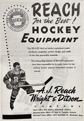 A.J. Reach Company Ad 1950 Wright & Ditson Company Ad