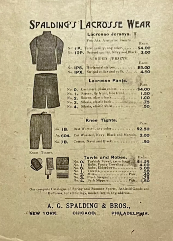 Spalding's Lacrosse Wear / Clothing 1895 Lacrosse Jerseys / Lacrosse Pants