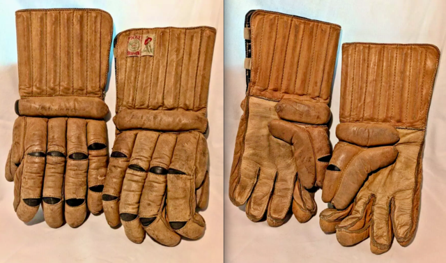 Antique Hockey Gloves 1940s A.J. Reach - Wright & Ditson Hockey Gloves